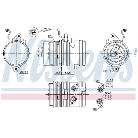 Compresseur De Clim Pour Chevrolet Aveo/Kalos Daewoo Kalos 96473634 96539394