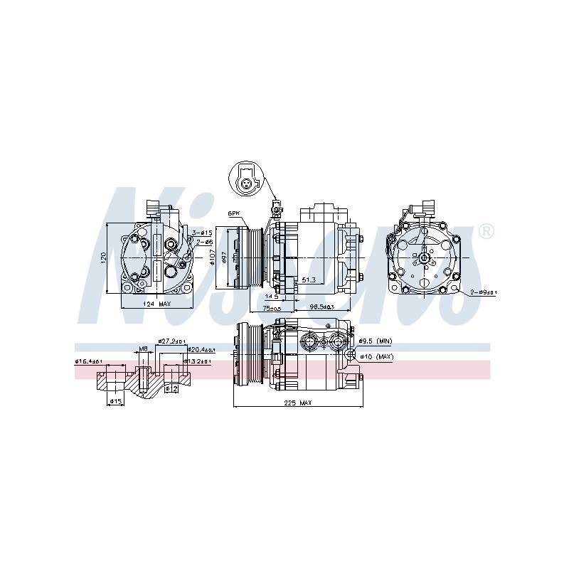 Compresseur De Clim Pour Ford Tourneo Transit 6T1619D629BC