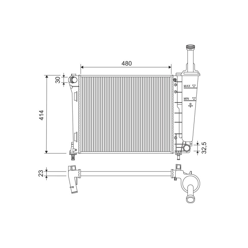 Radiateur Refroidissement Moteur Pour Fiat 500 C Panda Ford KA