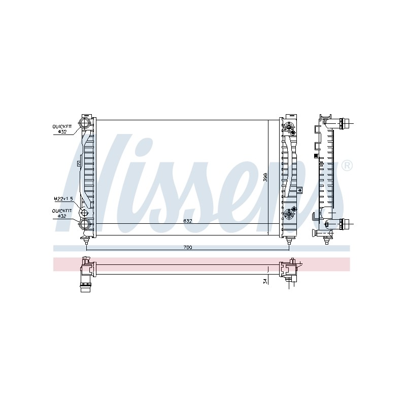 Radiateur Refroidissement Moteur Pour VW Audi Skoda 4B0121251AG 8D0121251BC