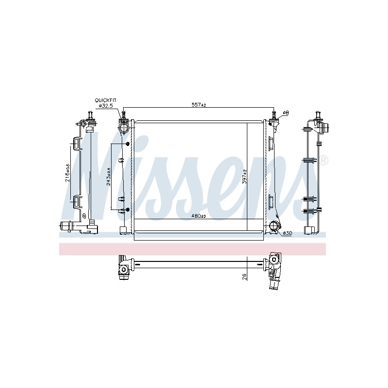Radiateur Refroidissement Moteur Pour Fiat Panda 51934156 51939067