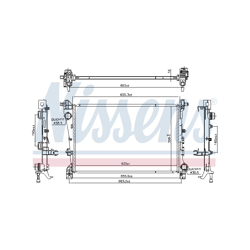 Radiateur Refroidissement Moteur Pour Fiat 500L 51887947 51963267
