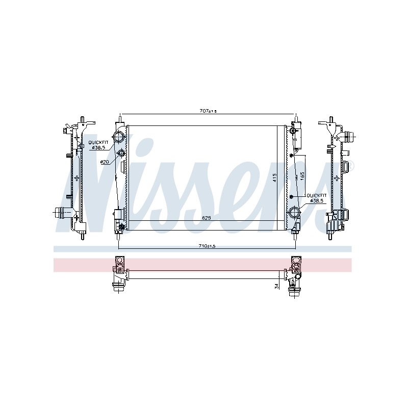 Radiateur Refroidissement Moteur Pour Opel Fiat Vauxhall 55700448 55704136