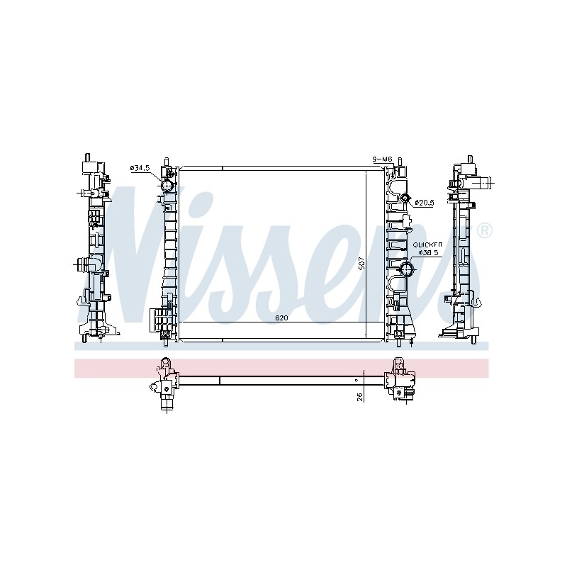 Radiateur Refroidissement Moteur Pour Opel Chevrolet Vauxhall 1300343 95136073