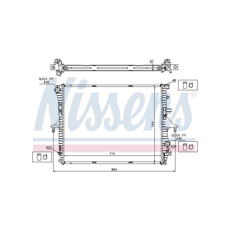 Radiateur Refroidissement Moteur Pour VW Audi Porsche 955.106.4201 95510614200