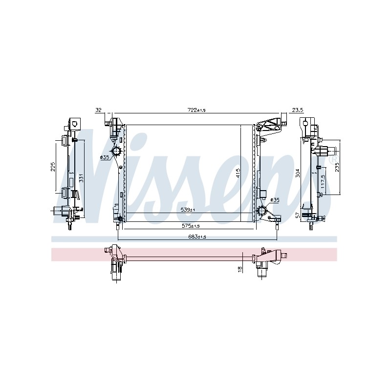 Radiateur Refroidissement Moteur Pour Fiat 500L 51887898