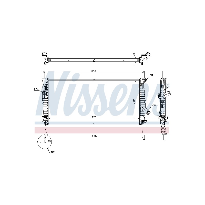 Radiateur Refroidissement Moteur Pour Ford Transit 1373156 1383317 1898103