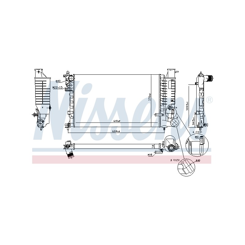Radiateur Refroidissement Moteur Pour Peugeot 306 Citroën ZX 1301JJ 1301KG