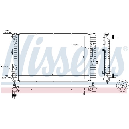 Radiateur Refroidissement Moteur Pour VW Audi Skoda 8D0.121.251Q 8D0121251E