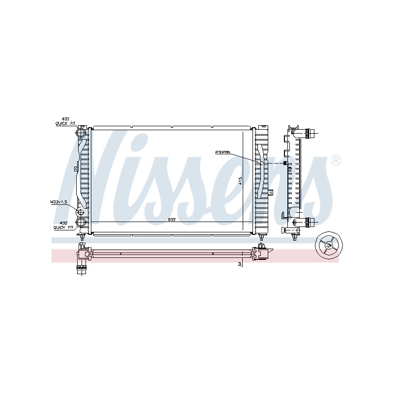 Radiateur Refroidissement Moteur Pour VW Audi Skoda 8D0.121.251Q 8D0121251E