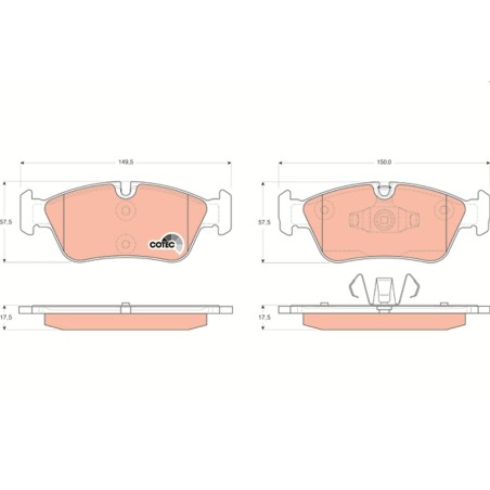 Plaquettes De Frein Avant Pour BMW Série 1 E81 E82 E87 E88 3 E90 34116769763