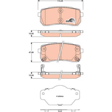 Plaquettes De Frein Arrière Pour Hyundai H-1 Cargo Travel ix55 Kia Carnival III