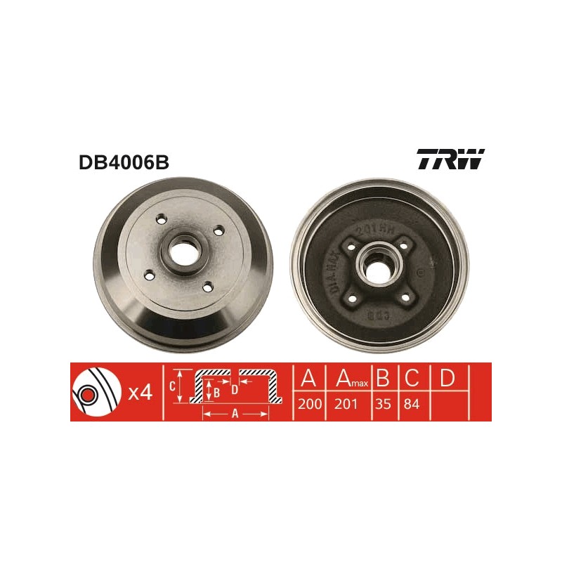 1 Tambour de Frein Avant Pour Opel Chevrolet Vauxhall 418117 90007526 90135504