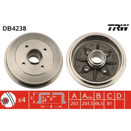 1 Tambour de Frein Avant Pour Peugeot 306 Citroën Xsara ZX