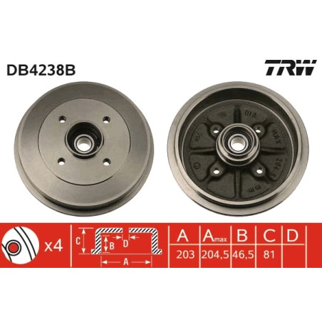 1 Tambour de Frein Avant Pour Peugeot 306 Citroën Xsara ZX