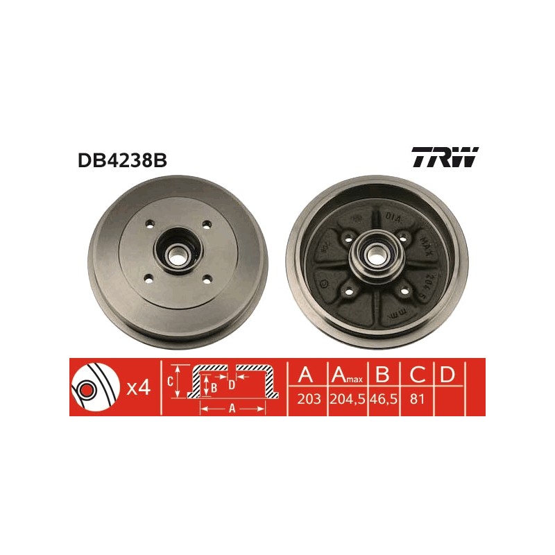1 Tambour de Frein Avant Pour Peugeot 306 Citroën Xsara ZX
