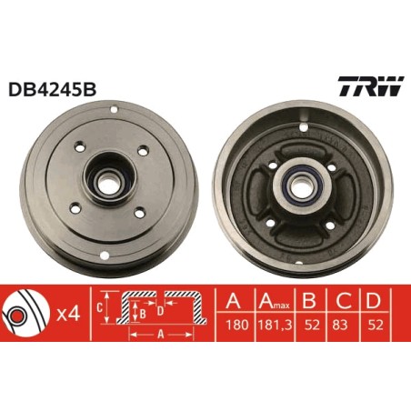 1 Tambour de Frein Avant Pour Renault 19 I II Clio Logan Super 5 Thalia Twingo