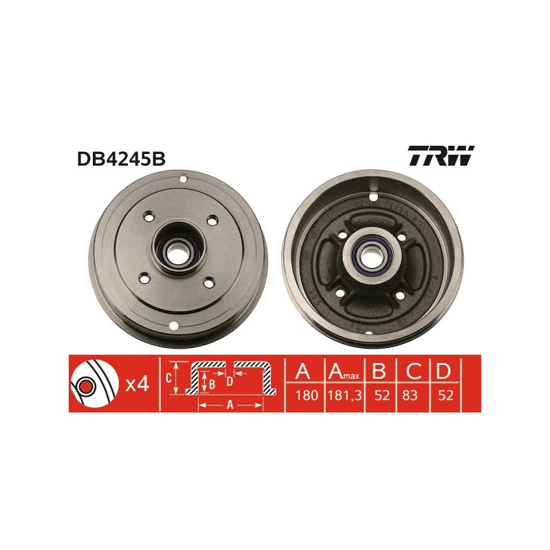 1 Tambour de Frein Avant Pour Renault 19 I II Clio Logan Super 5 Thalia Twingo