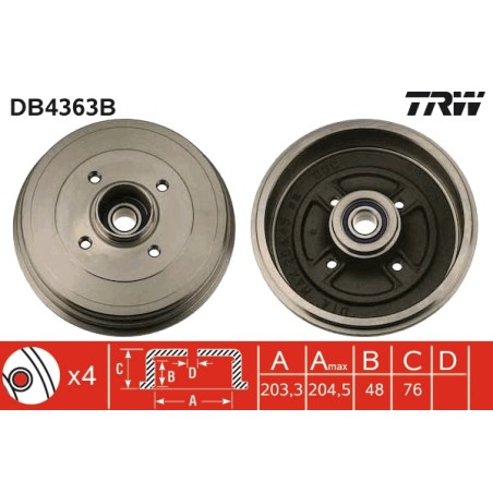 1 Tambour de Frein Avant Pour Renault Clio III Modus 8200276843