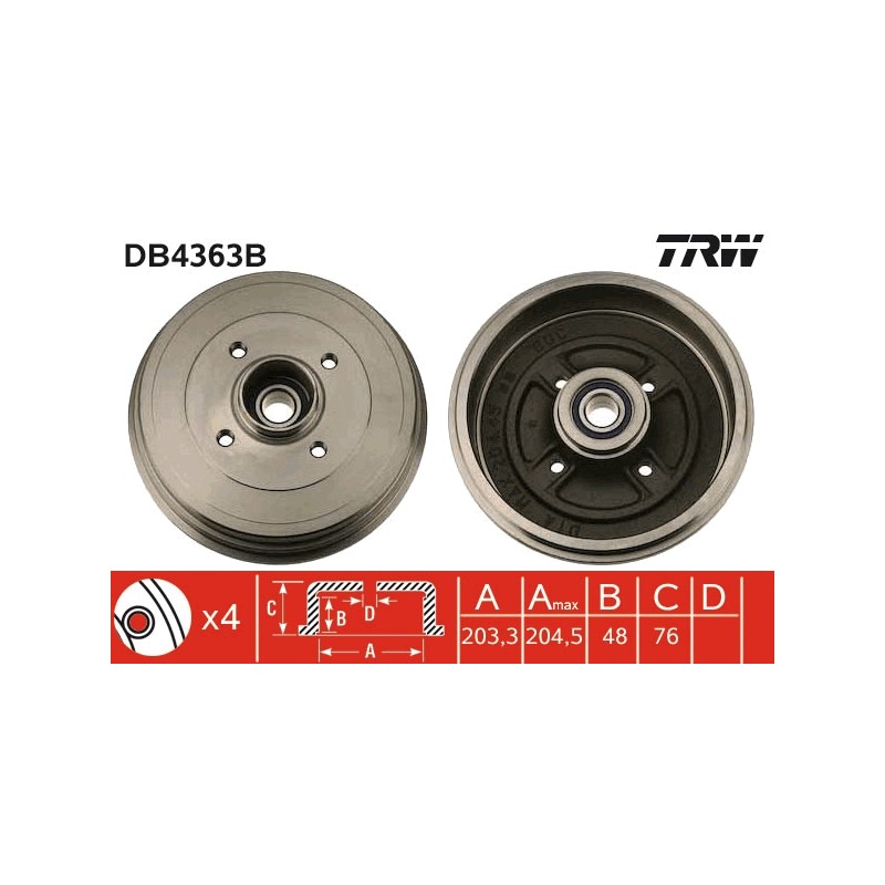 1 Tambour de Frein Avant Pour Renault Clio III Modus 8200276843
