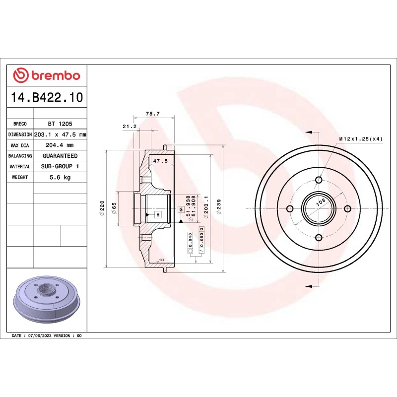 1 Tambour de Frein Pour Peugeot Citroën C-Elysee C3 II - III DS 424759