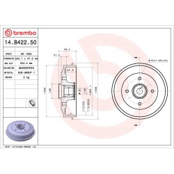 1 Tambour de Frein Pour Peugeot Citroën C-Elysee C3 II - III DS 424759