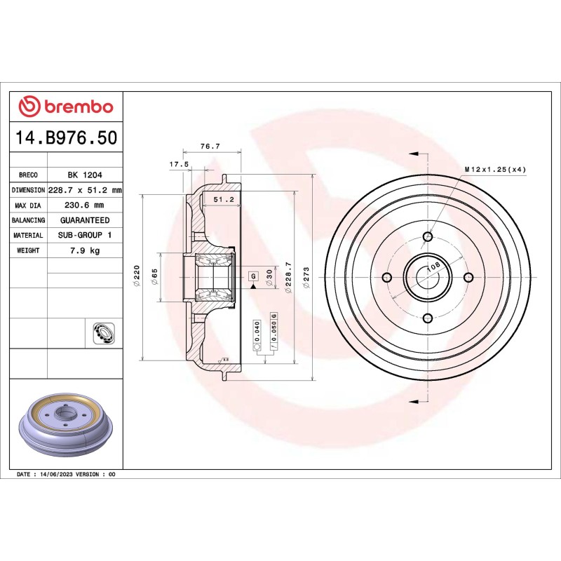 1 Tambour de Frein Pour Peugeot 207 208 301 Citroën C-Elysee C3 II DS 424750