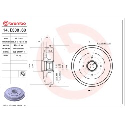 1 Tambour de Frein Pour Peugeot 206 206+ 1007 Citroën C2 C3 I