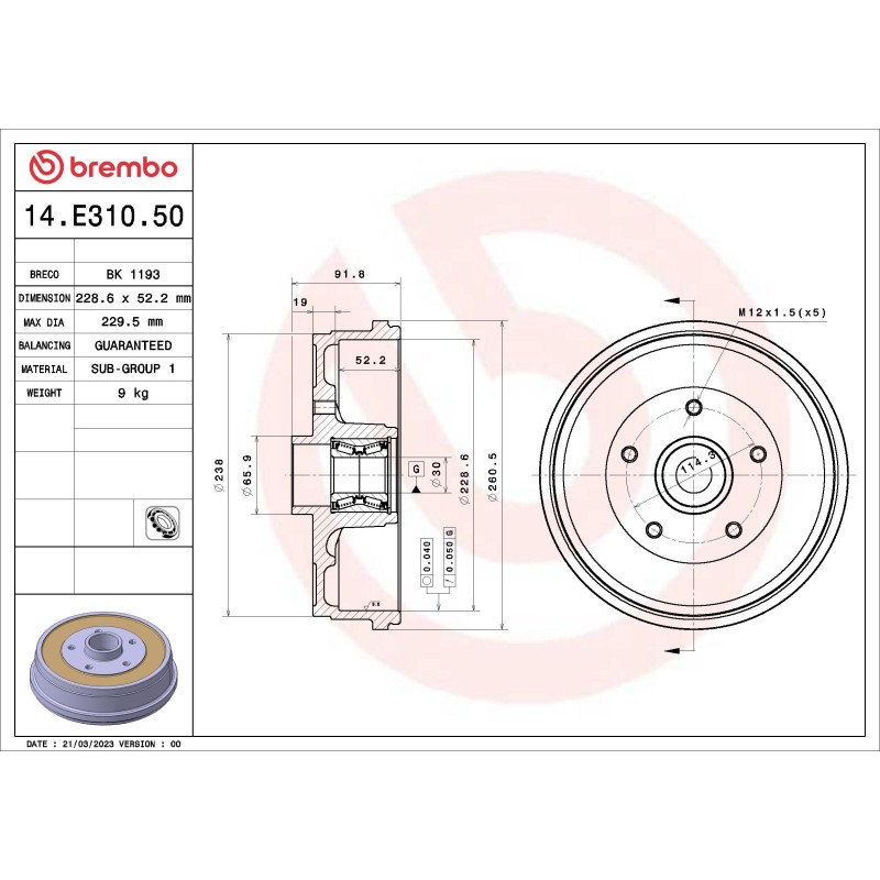 1 Tambour de Frein Pour Renault Arkana I Duster Kaptur Dacia Duster