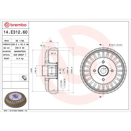 1 Tambour de Frein Pour Renault ZOE Dacia Dokker Express/Monospace Monospace MCV