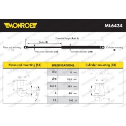 Vérin De Capot Pour Renault Latitude 654700004R 654700010R